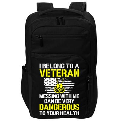 I Belong To A Veteran Funny VeteranS Wife Husband Spouse Impact Tech Backpack