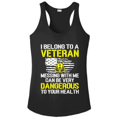 I Belong To A Veteran Funny VeteranS Wife Husband Spouse Ladies PosiCharge Competitor Racerback Tank