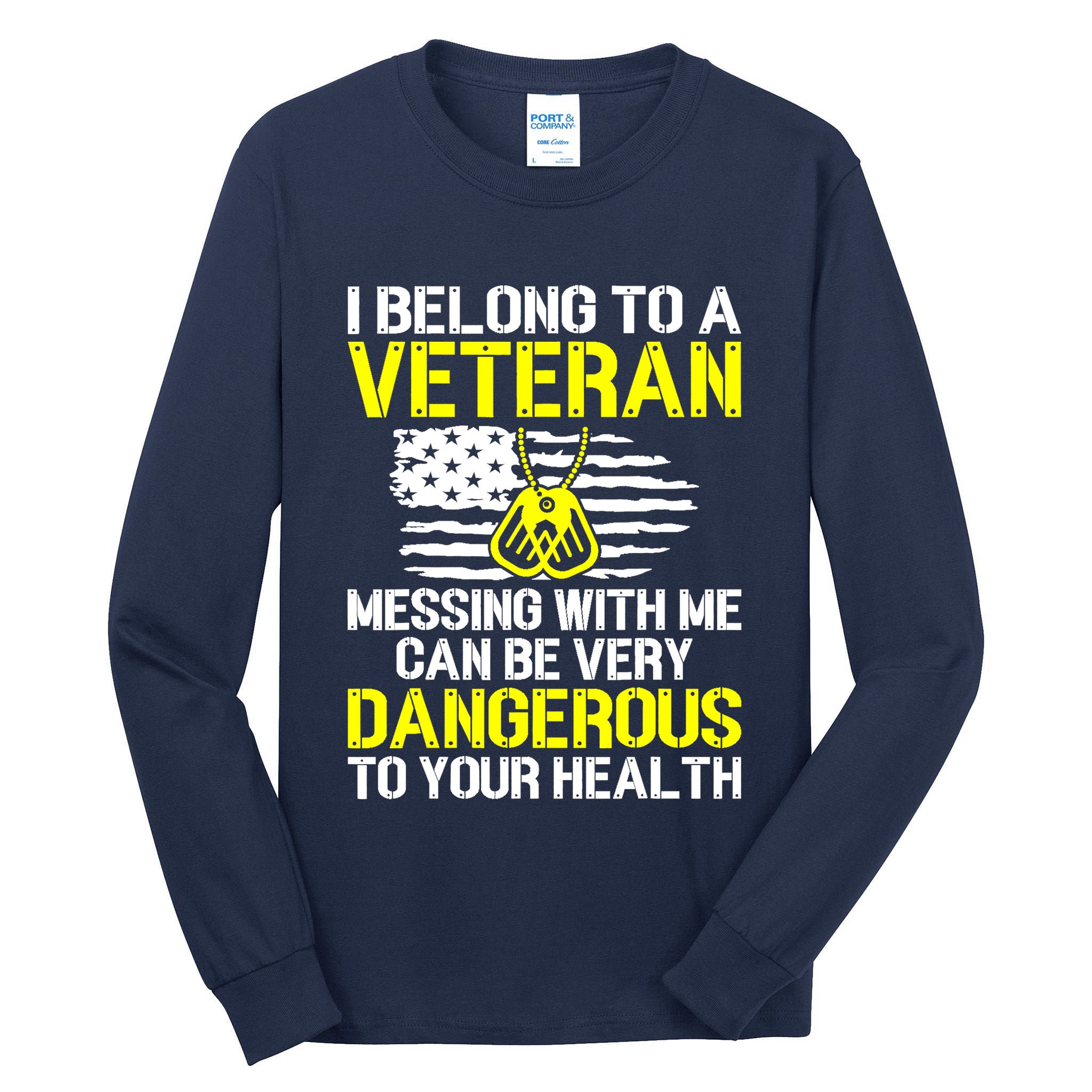 I Belong To A Veteran Funny VeteranS Wife Husband Spouse Tall Long Sleeve T-Shirt