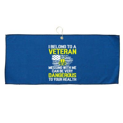 I Belong To A Veteran Funny VeteranS Wife Husband Spouse Large Microfiber Waffle Golf Towel