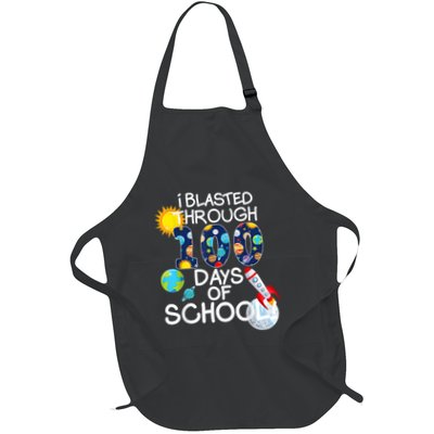 I Blasted Through 100 Days Of School 100th Day Teacher Full-Length Apron With Pockets