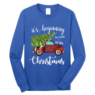 Its Beginning To Look A Lot Like Christmas Vintage Truck Gift Long Sleeve Shirt