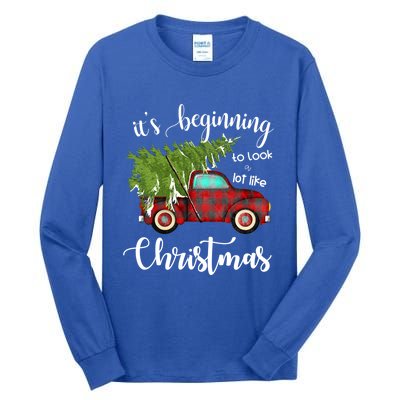 Its Beginning To Look A Lot Like Christmas Vintage Truck Gift Tall Long Sleeve T-Shirt