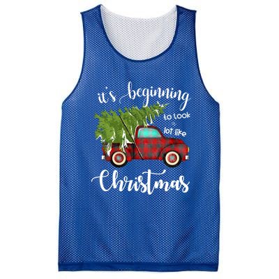 Its Beginning To Look A Lot Like Christmas Vintage Truck Gift Mesh Reversible Basketball Jersey Tank