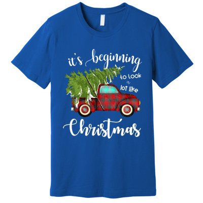 Its Beginning To Look A Lot Like Christmas Vintage Truck Gift Premium T-Shirt