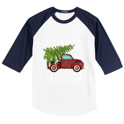 Its Beginning To Look A Lot Like Christmas Vintage Truck Gift Baseball Sleeve Shirt