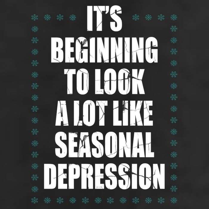 Its Beginning To Look A Lot Like Seasonal Depression Funny Winter 7 Panel Mesh Trucker Snapback Hat
