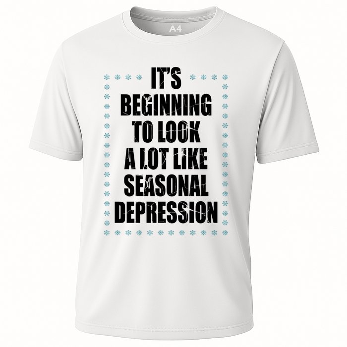 Its Beginning To Look A Lot Like Seasonal Depression Funny Winter Cooling Performance Crew T-Shirt