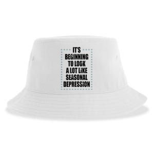 Its Beginning To Look A Lot Like Seasonal Depression Funny Winter Sustainable Bucket Hat