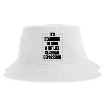 Its Beginning To Look A Lot Like Seasonal Depression Funny Winter Sustainable Bucket Hat
