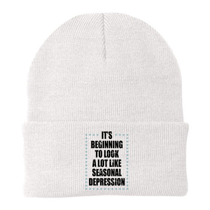 Its Beginning To Look A Lot Like Seasonal Depression Funny Winter Knit Cap Winter Beanie