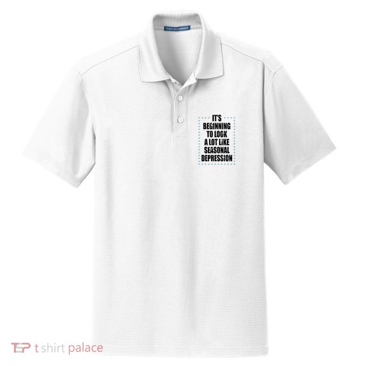 Its Beginning To Look A Lot Like Seasonal Depression Funny Winter Dry Zone Grid Polo