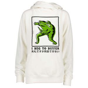 I Beg To Differ Frog Japanese Womens Funnel Neck Pullover Hood