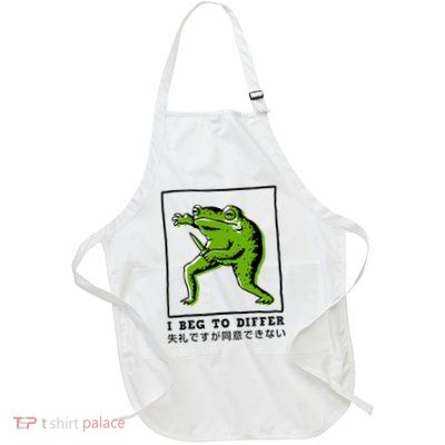 I Beg To Differ Frog Japanese Full-Length Apron With Pockets