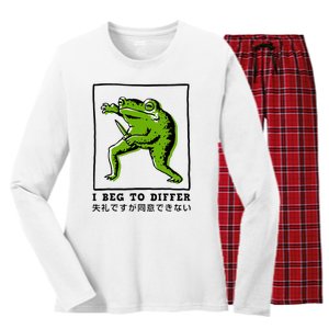 I Beg To Differ Frog Japanese Women's Long Sleeve Flannel Pajama Set 