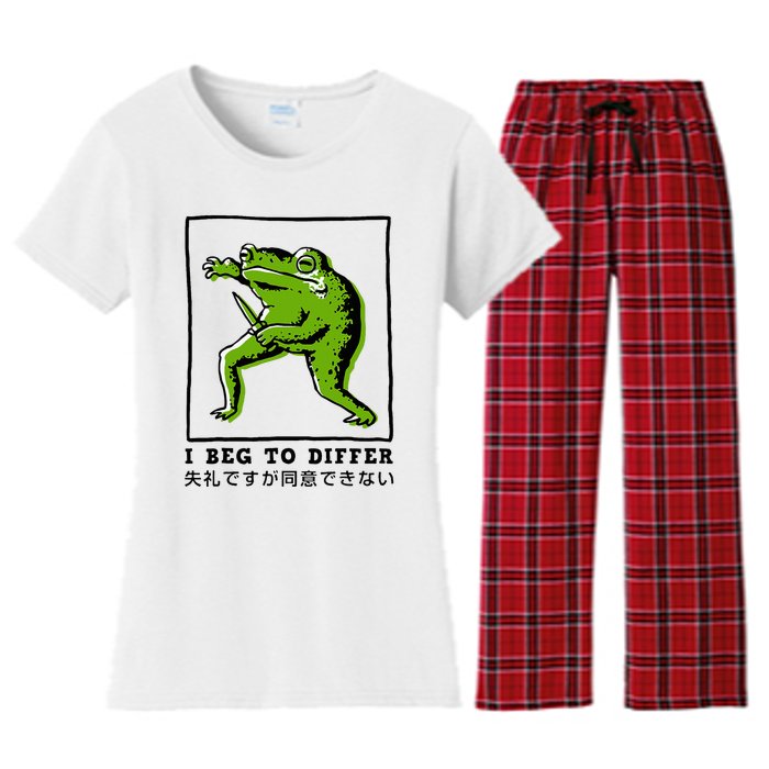 I Beg To Differ Frog Japanese Women's Flannel Pajama Set