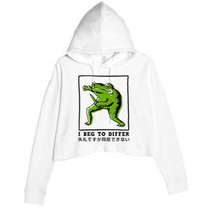 I Beg To Differ Frog Japanese Crop Fleece Hoodie