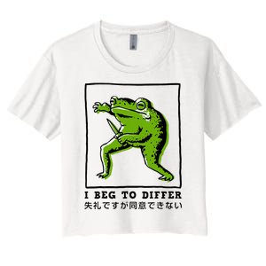 I Beg To Differ Frog Japanese Women's Crop Top Tee