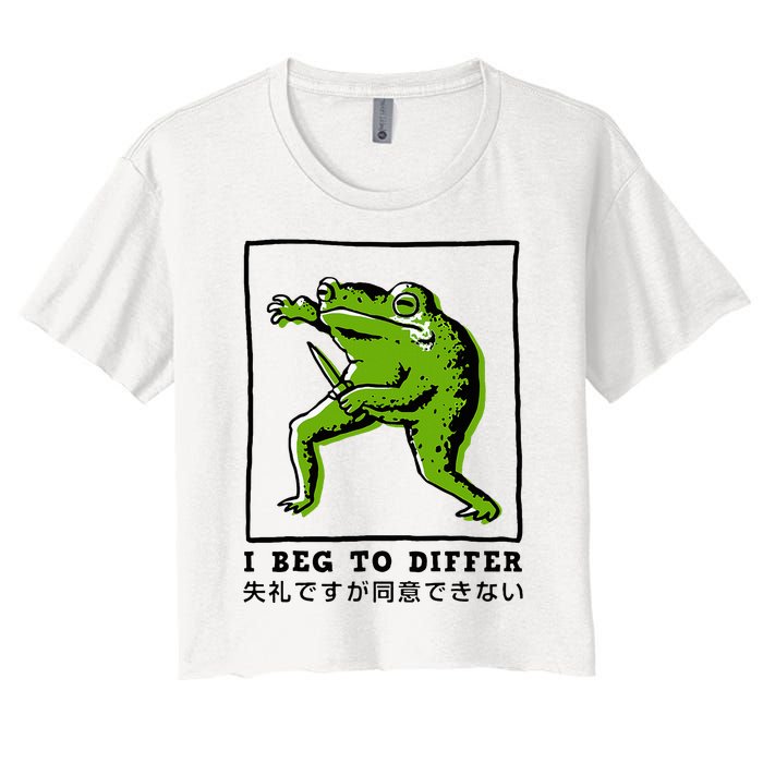 I Beg To Differ Frog Japanese Women's Crop Top Tee