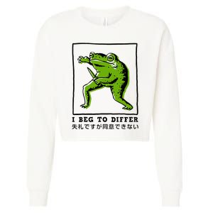 I Beg To Differ Frog Japanese Cropped Pullover Crew