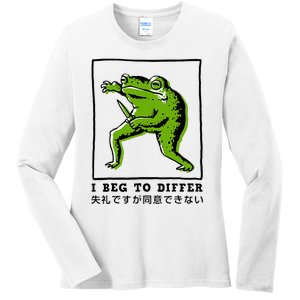 I Beg To Differ Frog Japanese Ladies Long Sleeve Shirt