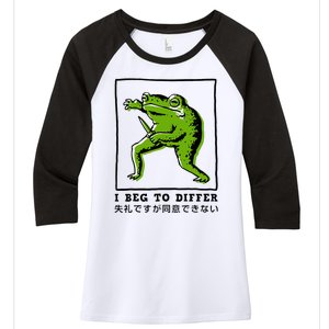 I Beg To Differ Frog Japanese Women's Tri-Blend 3/4-Sleeve Raglan Shirt