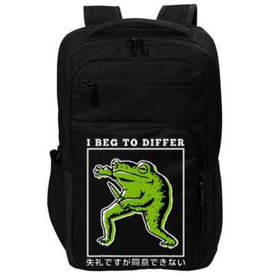 I Beg To Differ Green Frog Japanese Impact Tech Backpack