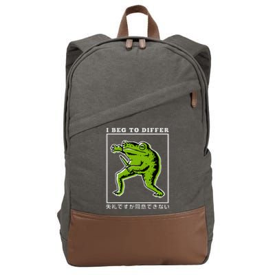 I Beg To Differ Green Frog Japanese Cotton Canvas Backpack