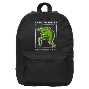 I Beg To Differ Frog Japanese 16 in Basic Backpack