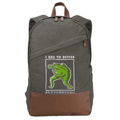 I Beg To Differ Frog Japanese Cotton Canvas Backpack