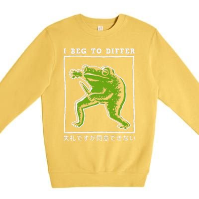 I Beg To Differ Frog Japanese Premium Crewneck Sweatshirt