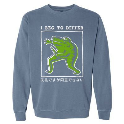 I Beg To Differ Frog Japanese Garment-Dyed Sweatshirt