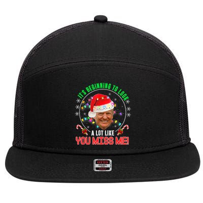 ItS Beginning To Look A Lot Like You Miss Me Trump Xmas Fun 7 Panel Mesh Trucker Snapback Hat