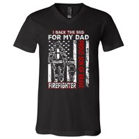 I Back The Red For My Dad Proud Son Firefighter Fathers Day V-Neck T-Shirt