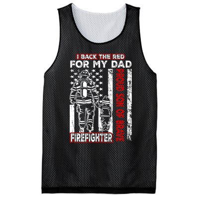 I Back The Red For My Dad Proud Son Firefighter Fathers Day Mesh Reversible Basketball Jersey Tank