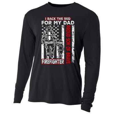 I Back The Red For My Dad Proud Son Firefighter Fathers Day Cooling Performance Long Sleeve Crew