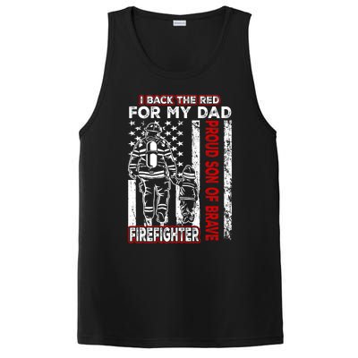 I Back The Red For My Dad Proud Son Firefighter Fathers Day PosiCharge Competitor Tank