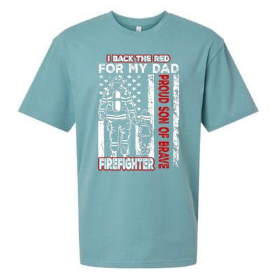 I Back The Red For My Dad Proud Son Firefighter Fathers Day Sueded Cloud Jersey T-Shirt