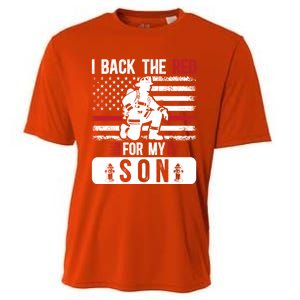 I Back The Red Fire Dad Of A Firefighter Dad Fire Father Gift Cooling Performance Crew T-Shirt