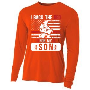 I Back The Red Fire Dad Of A Firefighter Dad Fire Father Gift Cooling Performance Long Sleeve Crew