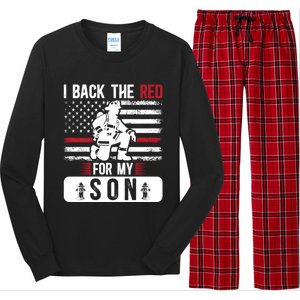 I Back The Red Fire Dad Of A Firefighter Dad Fire Father Gift Long Sleeve Pajama Set