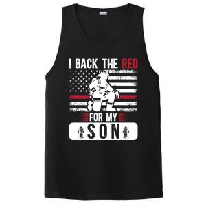 I Back The Red Fire Dad Of A Firefighter Dad Fire Father Gift PosiCharge Competitor Tank