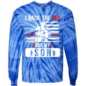 I Back The Red Fire Dad Of A Firefighter Dad Fire Father Gift Tie-Dye Long Sleeve Shirt