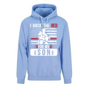 I Back The Red Fire Dad Of A Firefighter Dad Fire Father Gift Unisex Surf Hoodie