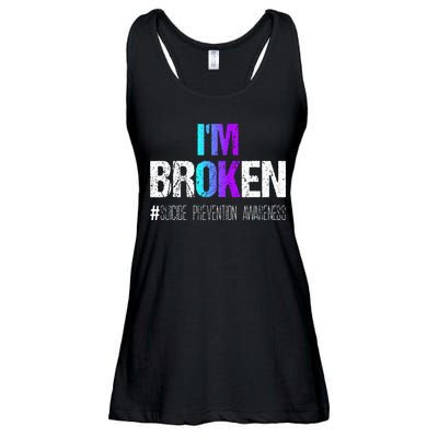 Im Broken Teal & Purple Ribbon Suicide Prevention Awareness Ladies Essential Flowy Tank