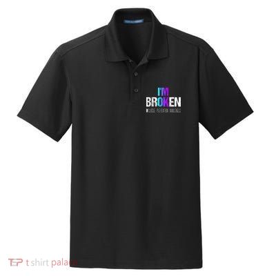 Im Broken Teal & Purple Ribbon Suicide Prevention Awareness Dry Zone Grid Polo