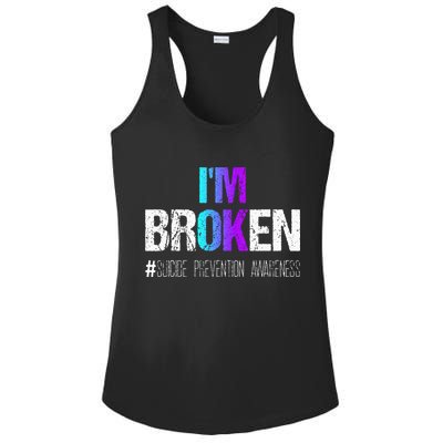 Im Broken Teal & Purple Ribbon Suicide Prevention Awareness Ladies PosiCharge Competitor Racerback Tank