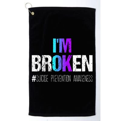 Im Broken Teal & Purple Ribbon Suicide Prevention Awareness Golf Towel