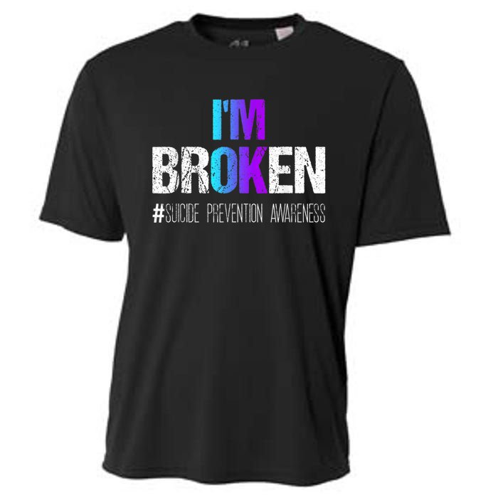 I'm broken Teal & Purple Ribbon Suicide Prevention Awareness Cooling Performance Crew T-Shirt