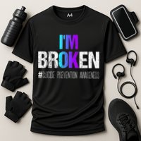 I'm broken Teal & Purple Ribbon Suicide Prevention Awareness Cooling Performance Crew T-Shirt